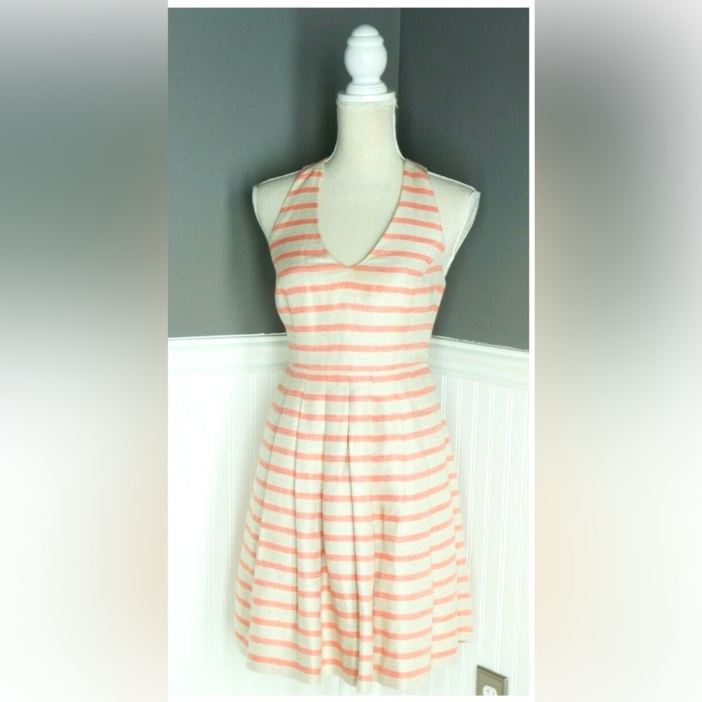Banana Republic | Coral Striped Fit & Flare Dress | Size 2
